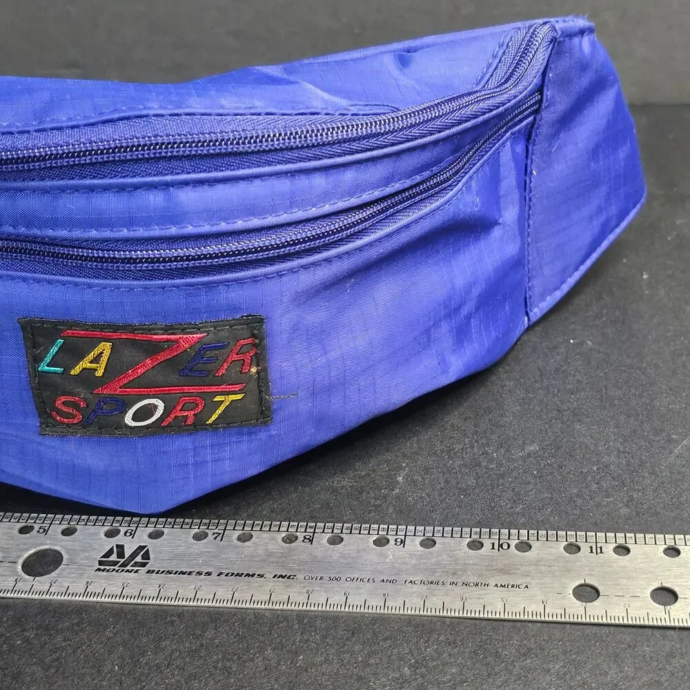 Vtg 1980s Lazer Sport Fanny Pack Neon Purple Great Condition Zippers Work 11